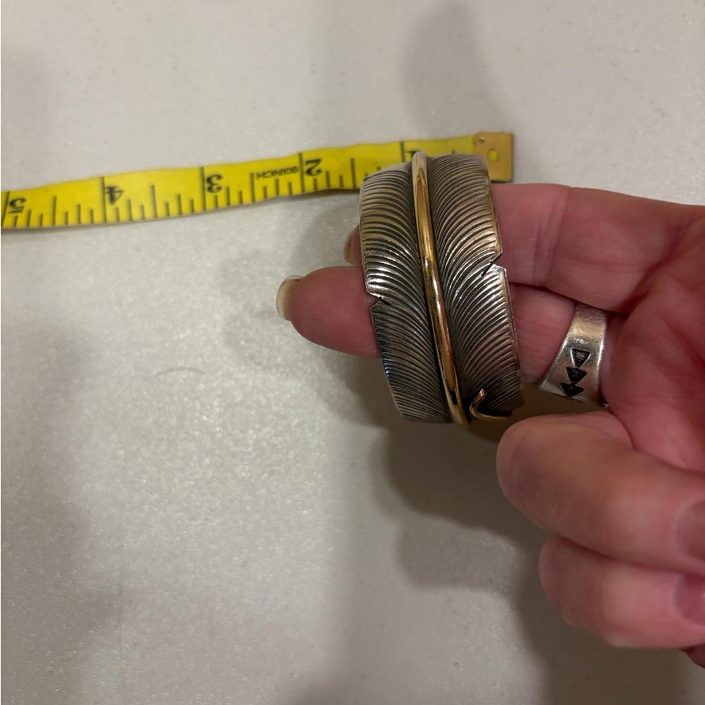 C Charley Silver and Gold filled Feather Cuff Bracelet - Picture 5 of 10